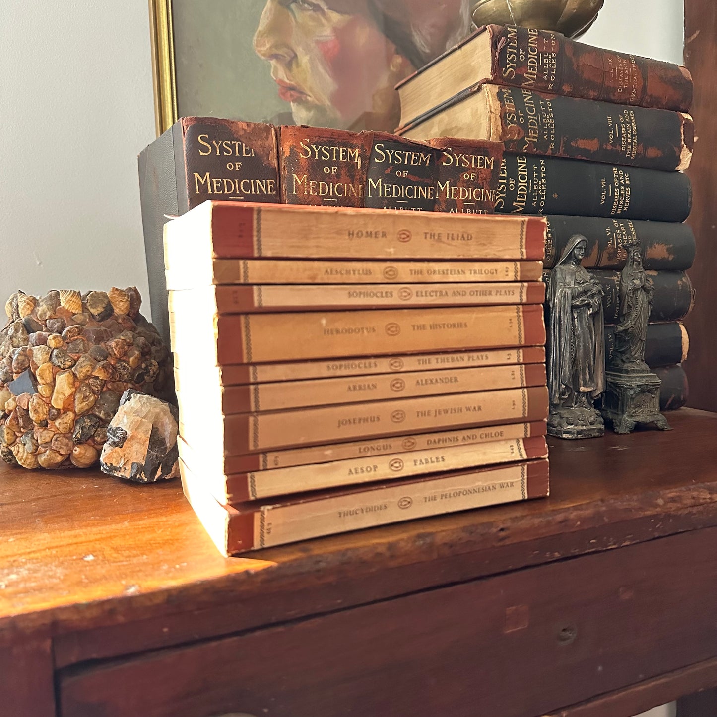 Stack of 10 Vintage Penguin Classics in Brown