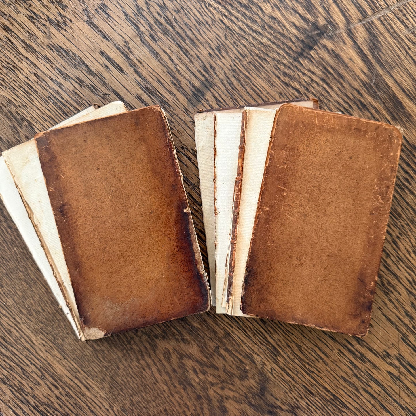 Antique Leather Bound Books Set of 5 | 1700s–1900s Decor Collection | Tristram Shandy 1772 | Fielding 1782 | Crandall 1909 | Apothecary Book