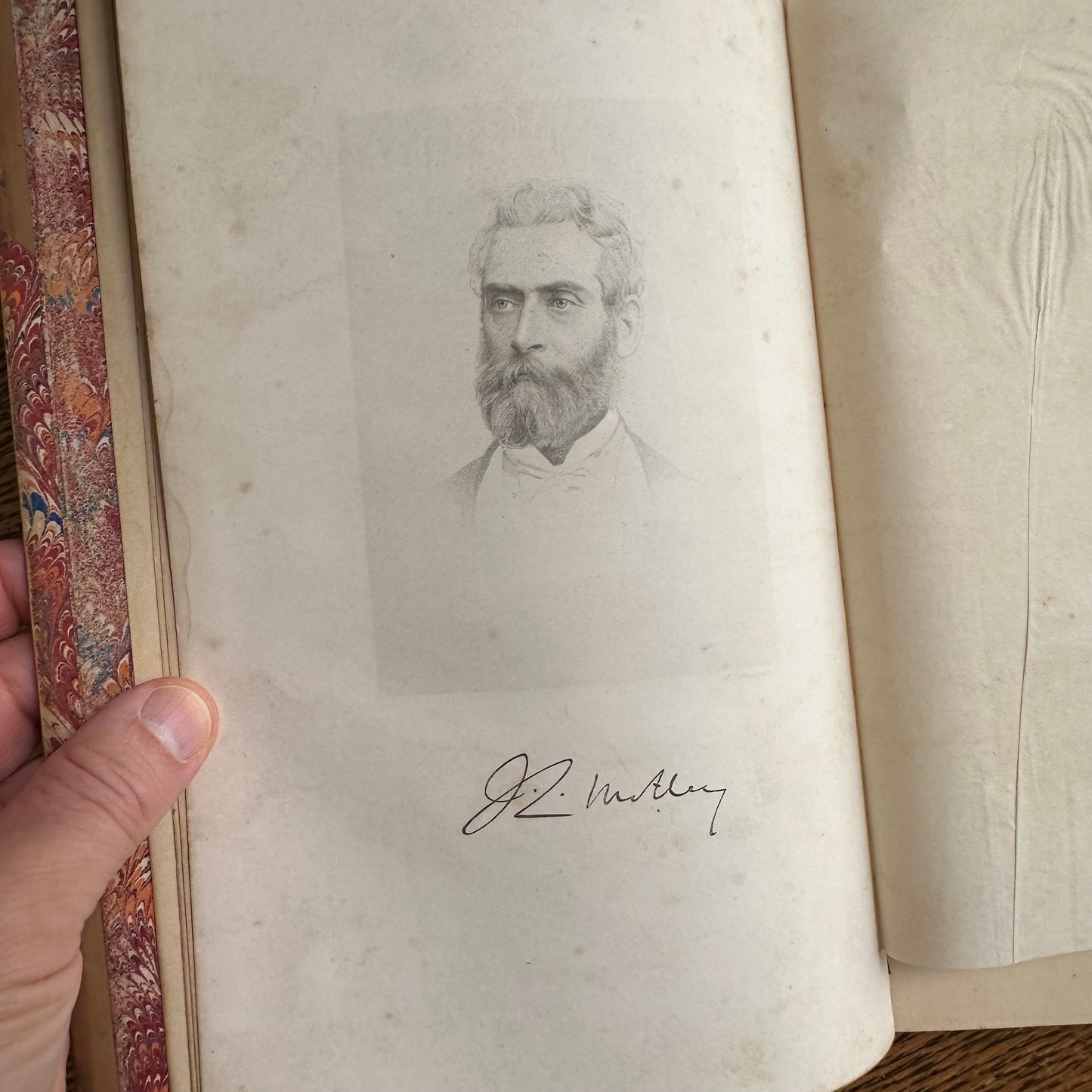 19th Century Books with Leather Covers & Marbled Page Ends