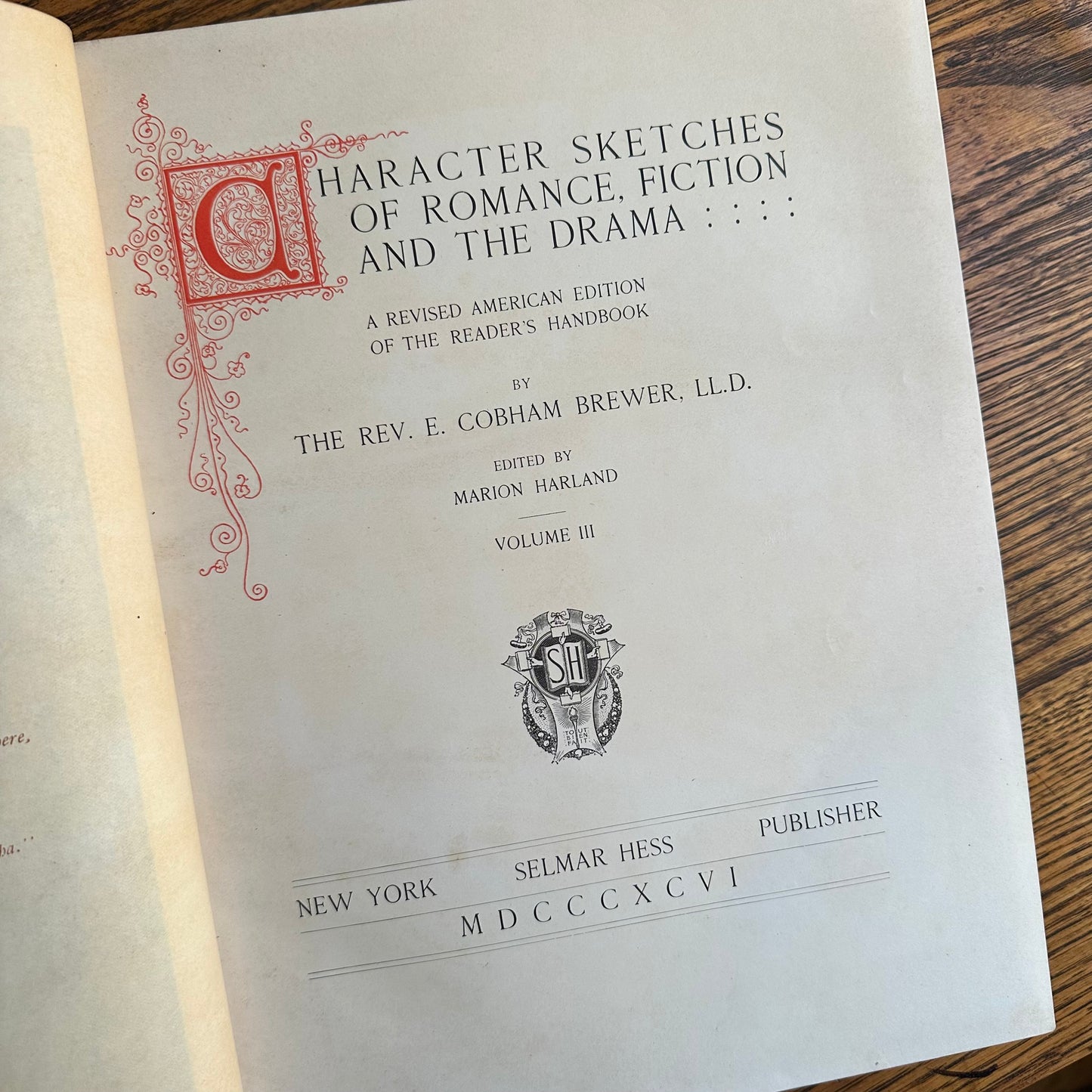 Character Sketches of Romance, Fiction and the Drama – 4-Volume Set – 1892 -1896 – Selmar Hess – Rev. E. Cobham Brewer