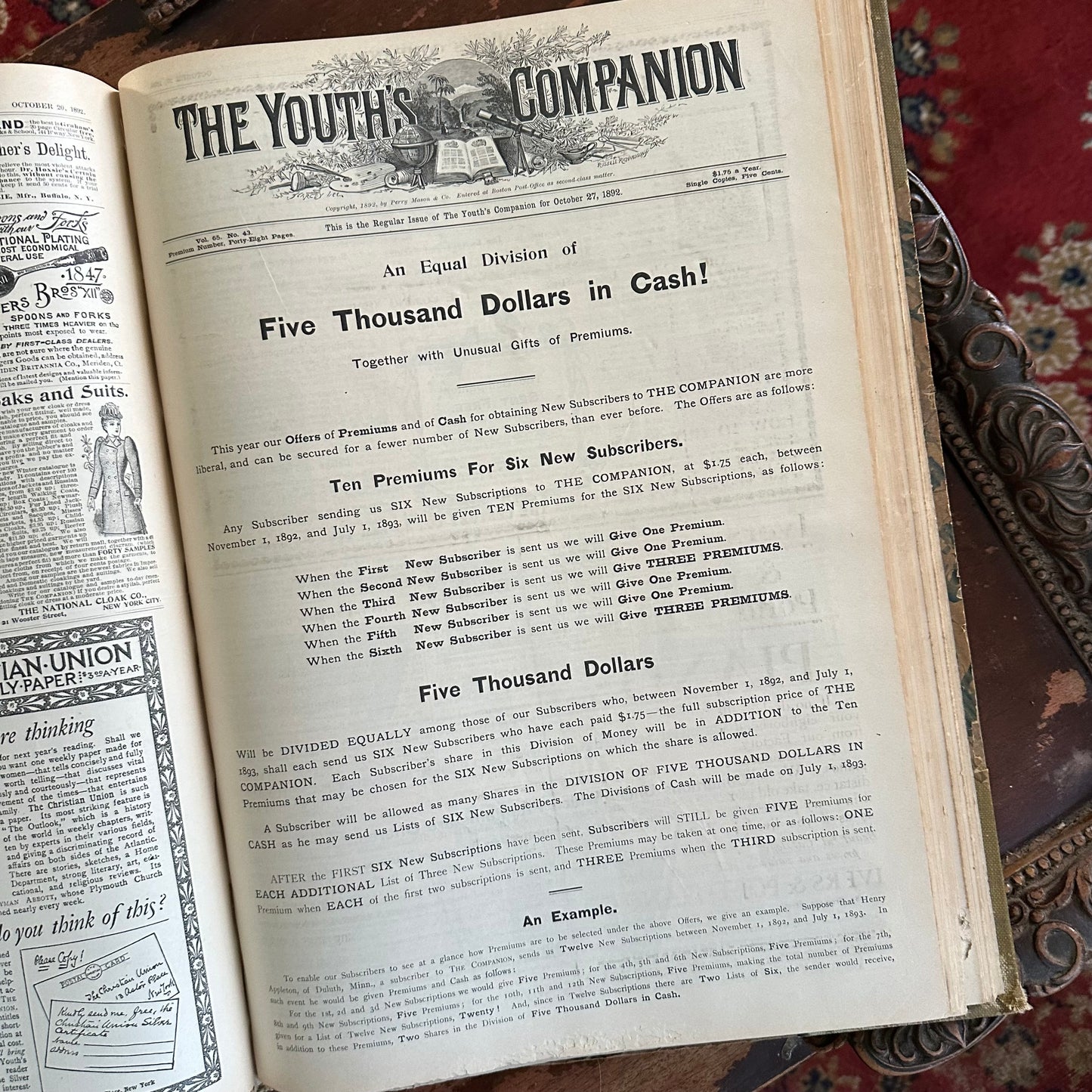 Complete Bound Year of The Youth’s Companion Newspapers - 1892