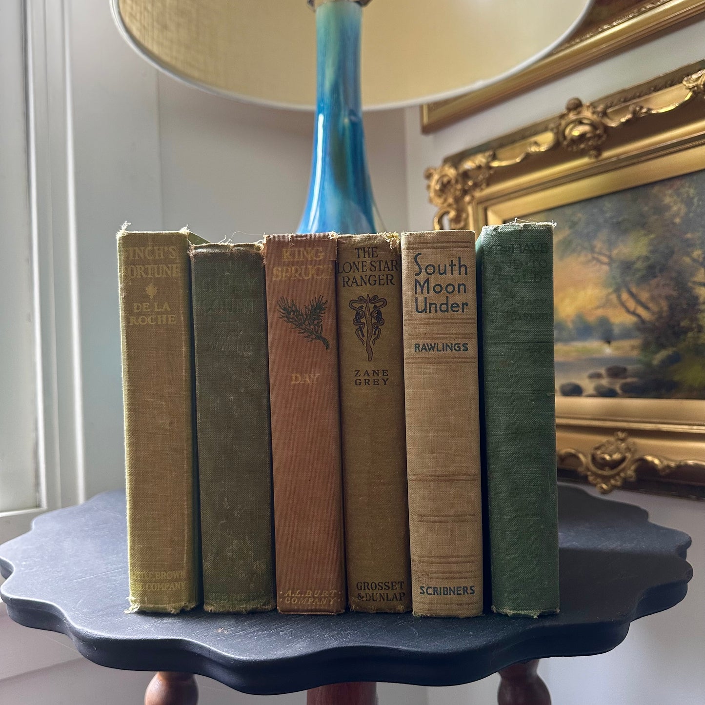 Vintage Book Stack of 6 Titles in Green