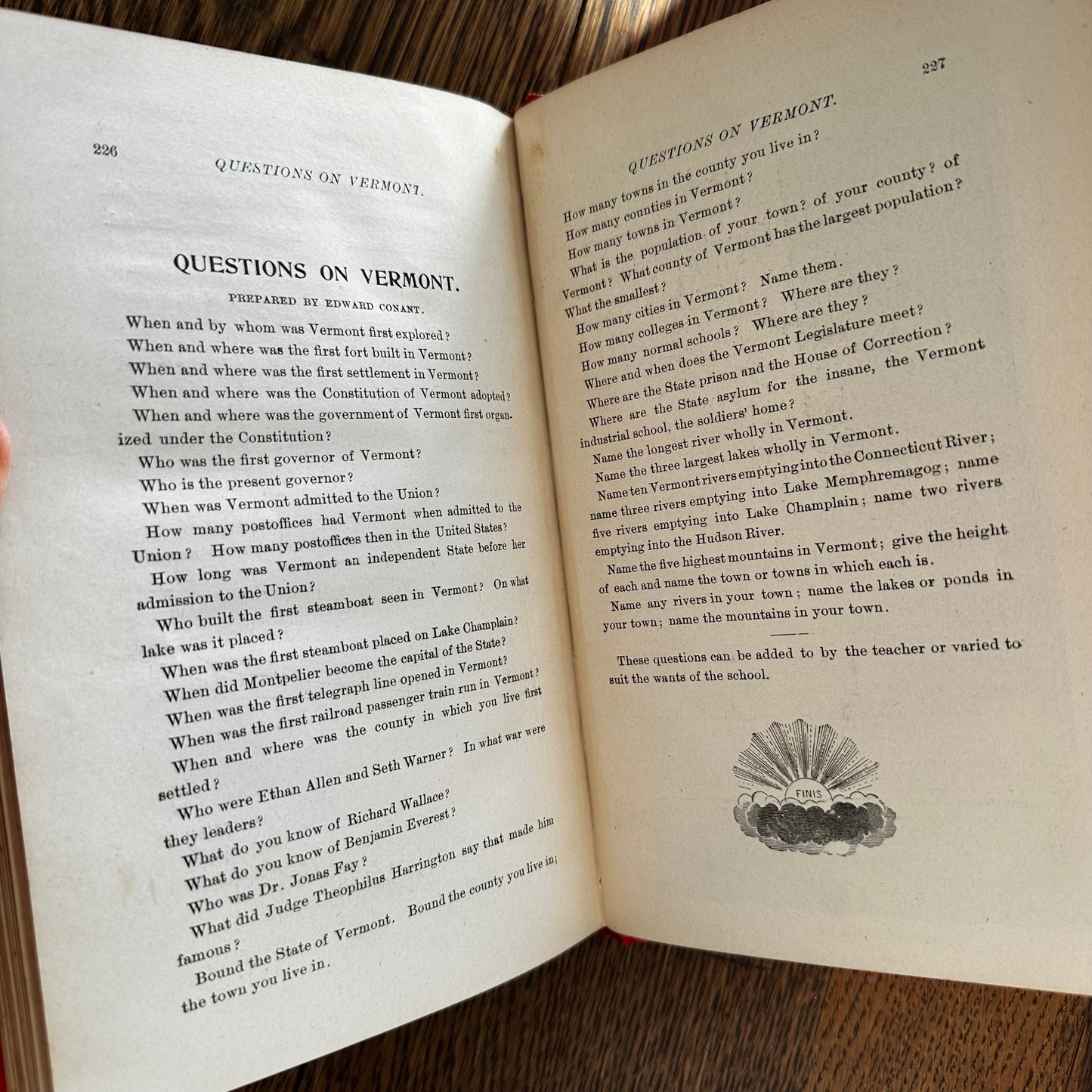 1895 Vermont Historical Reader for Primary Schools by Edward Conant — Illustrated VT Geography & Civil Government Antique Schoolbook
