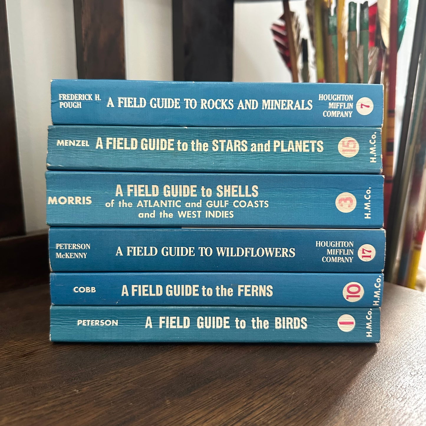 Set of 6 Vintage Peterson Field Guides | Softcover 1970s–80s Nature Books | Birds, Ferns, Wildflowers, Shells, Stars, Rocks