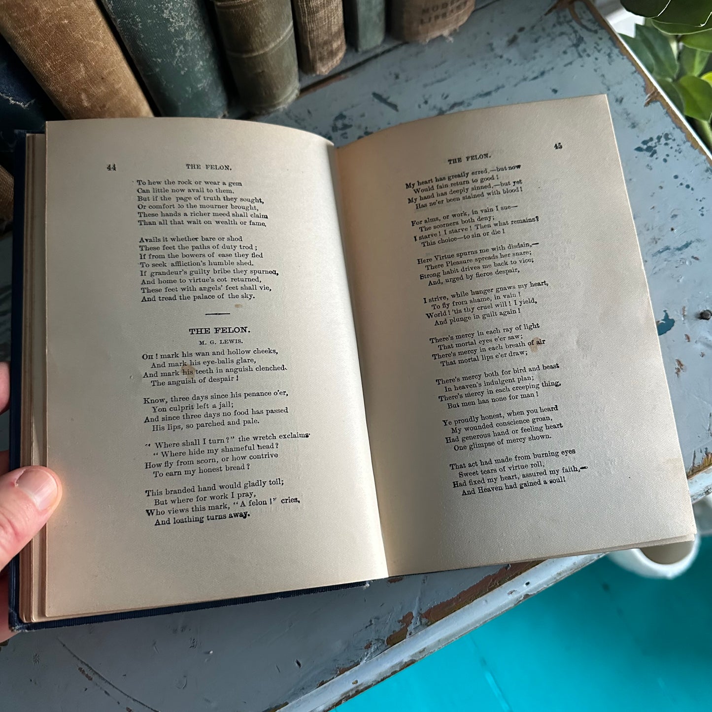 Set of 4 Antique Poetry Books in Blue