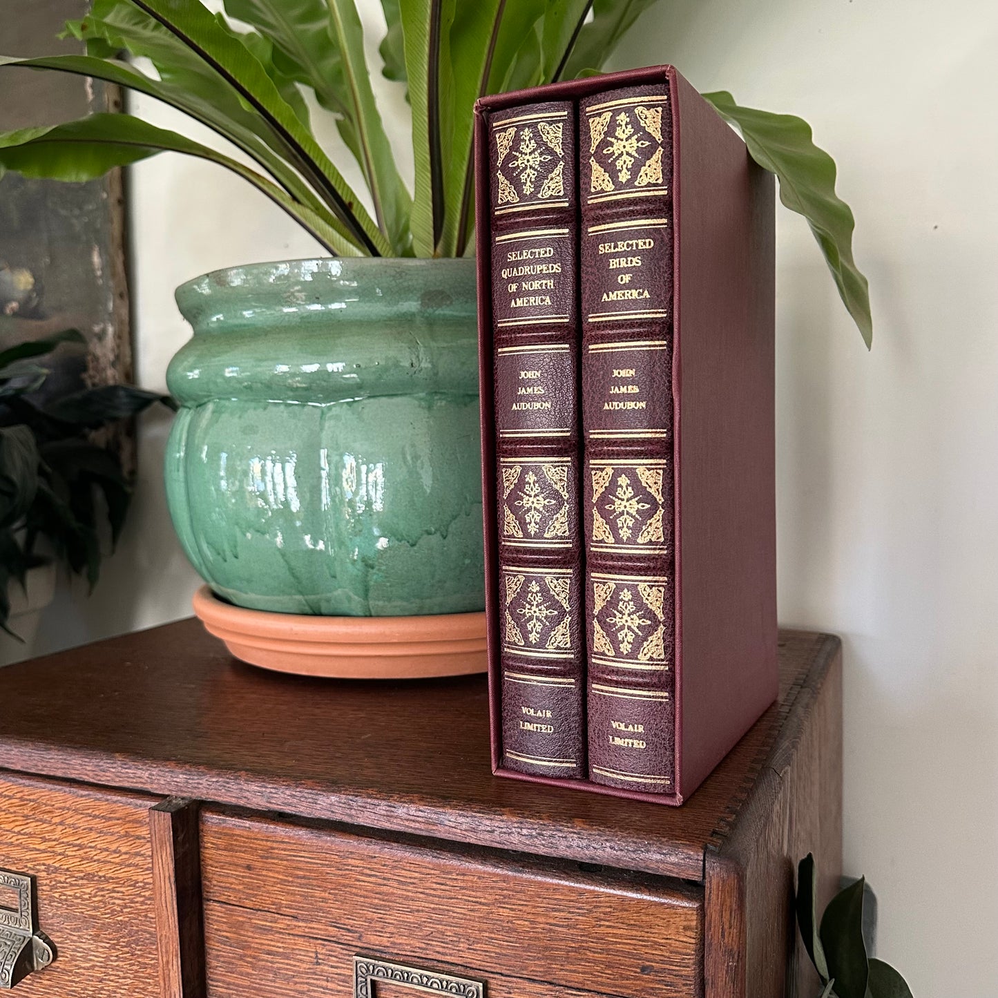 Set of 2 Slipcovered Volair Limited Editions of John James Audubon’s Classics - 1977