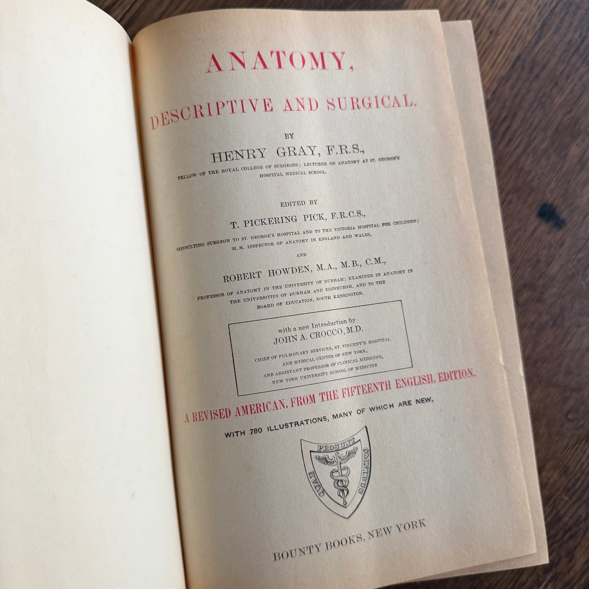Gray’s Anatomy, 1977 Classic Collector’s Edition — Henry Gray, Descriptive & Surgical Anatomy | Bounty Books Hardcover, 780 Illustrations