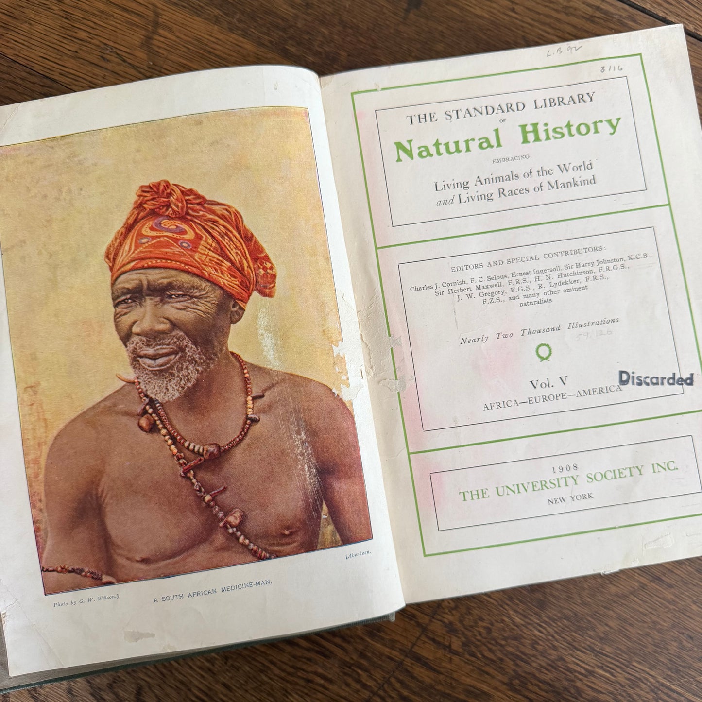 1908 Standard Library of Natural History Set | Antique Zoology Ethnography Books | Living Animals of the World | University Society NY
