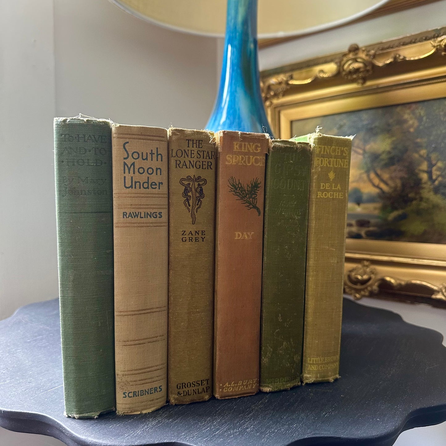 Vintage Book Stack of 6 Titles in Green