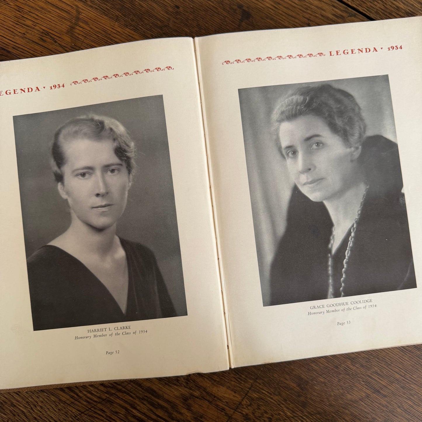Wellesley Legenda 1934 Yearbook with Brass Bookmark, Wellesley College Massachusetts, The Northfield Hotel Reading Room Copy