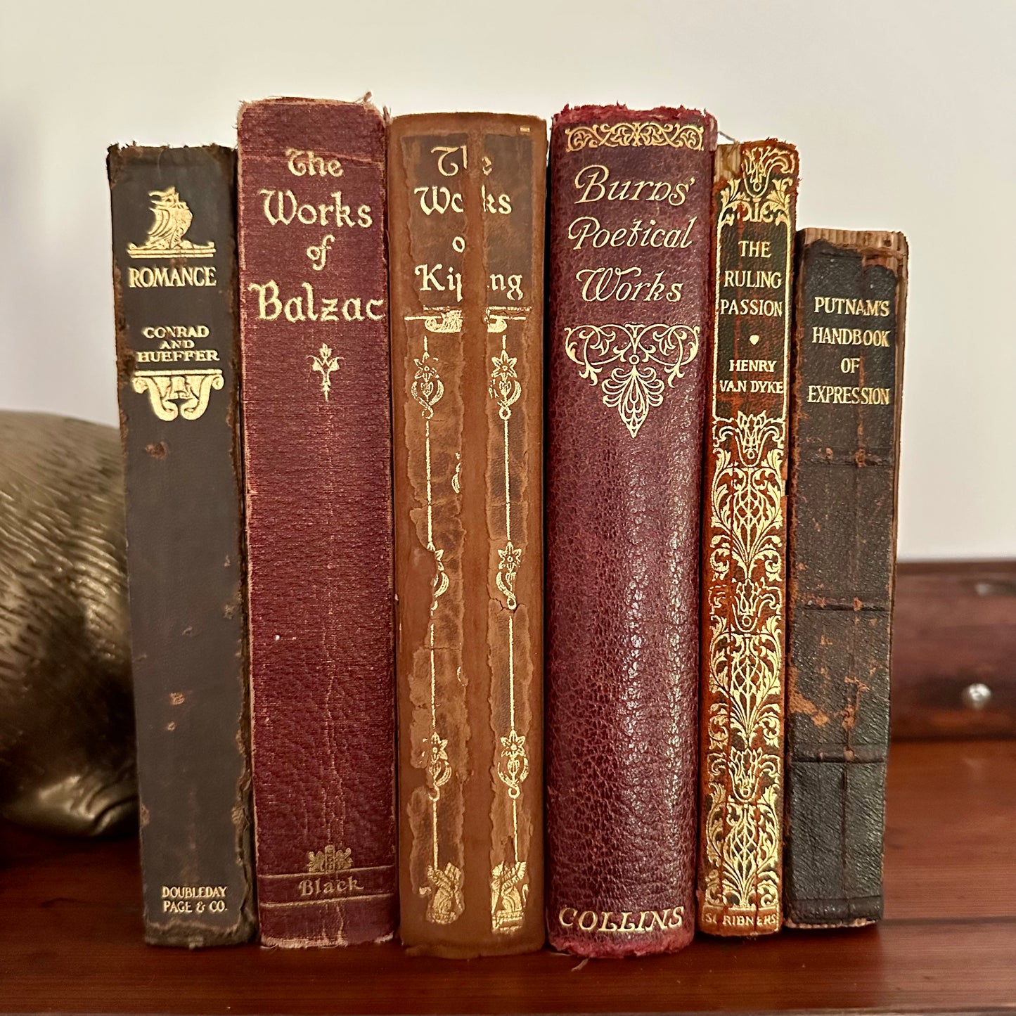 Collection of 6 Antique Leather-bound Softcover Books