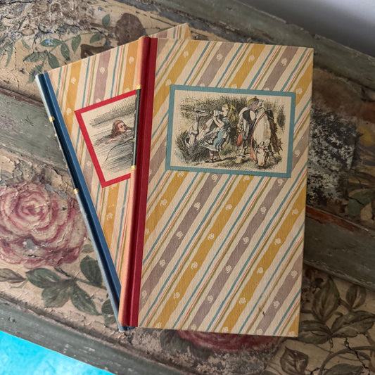 Vintage Alice in Wonderland Book Set | Lewis Carroll Illustrated Editions 1946 | Through the Looking Glass | Colored Tenniel Illustrations