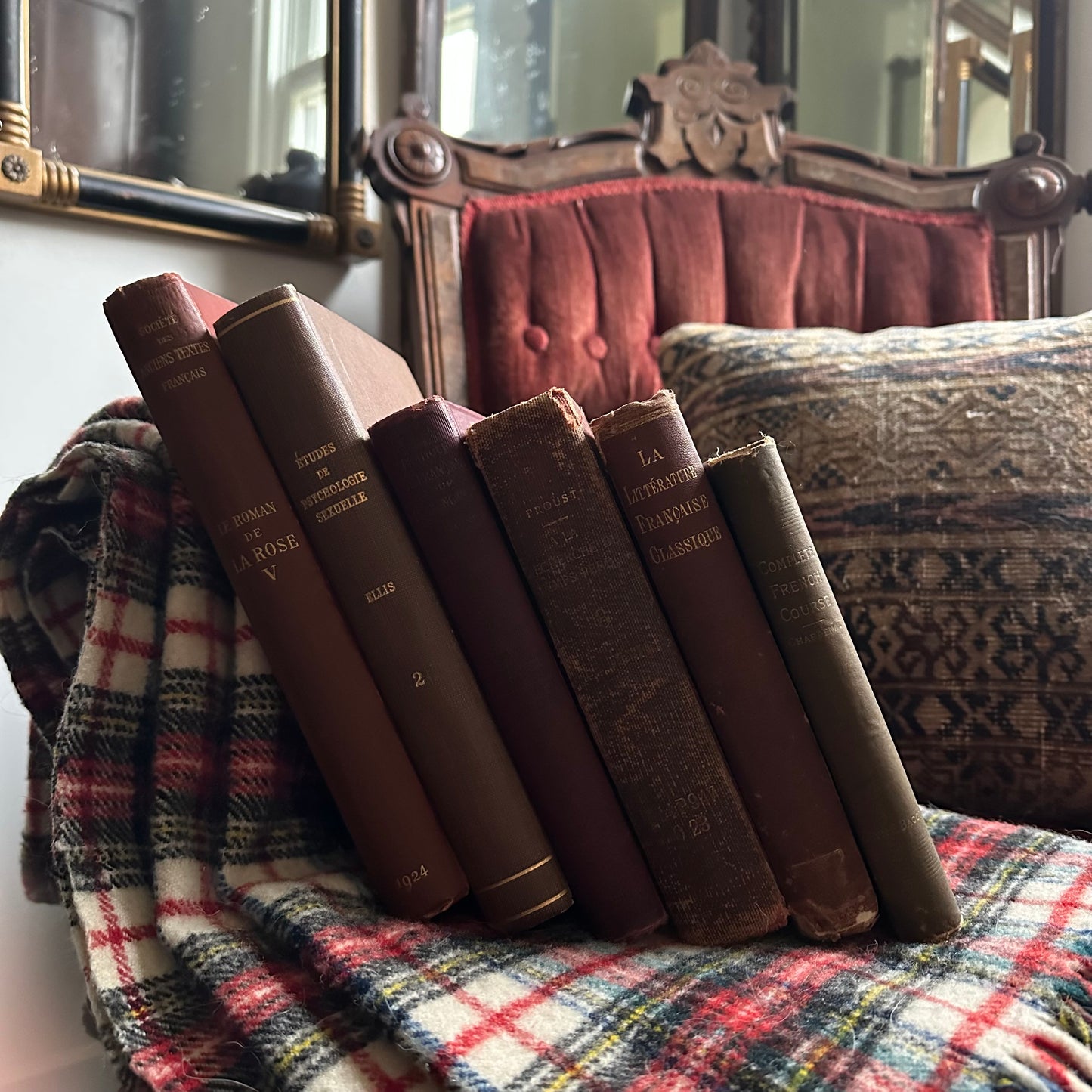 A Stack of Six Antique French Books