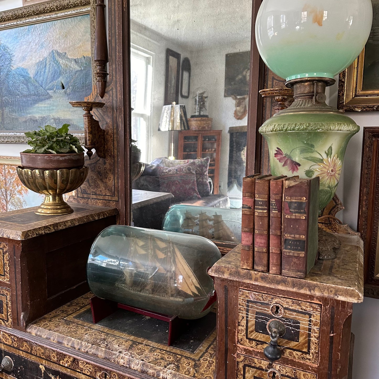 4 19th Century Leather-Bound Books in French by Paul De Rock