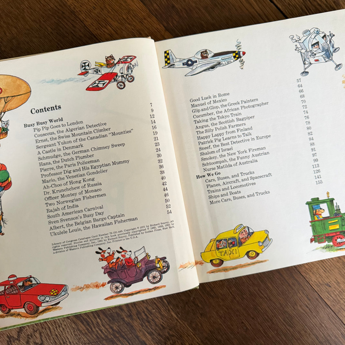 Richard Scarry Books Set of 2, Going Places & Fun with Words, 1971 Look & Learn Library, Golden Press