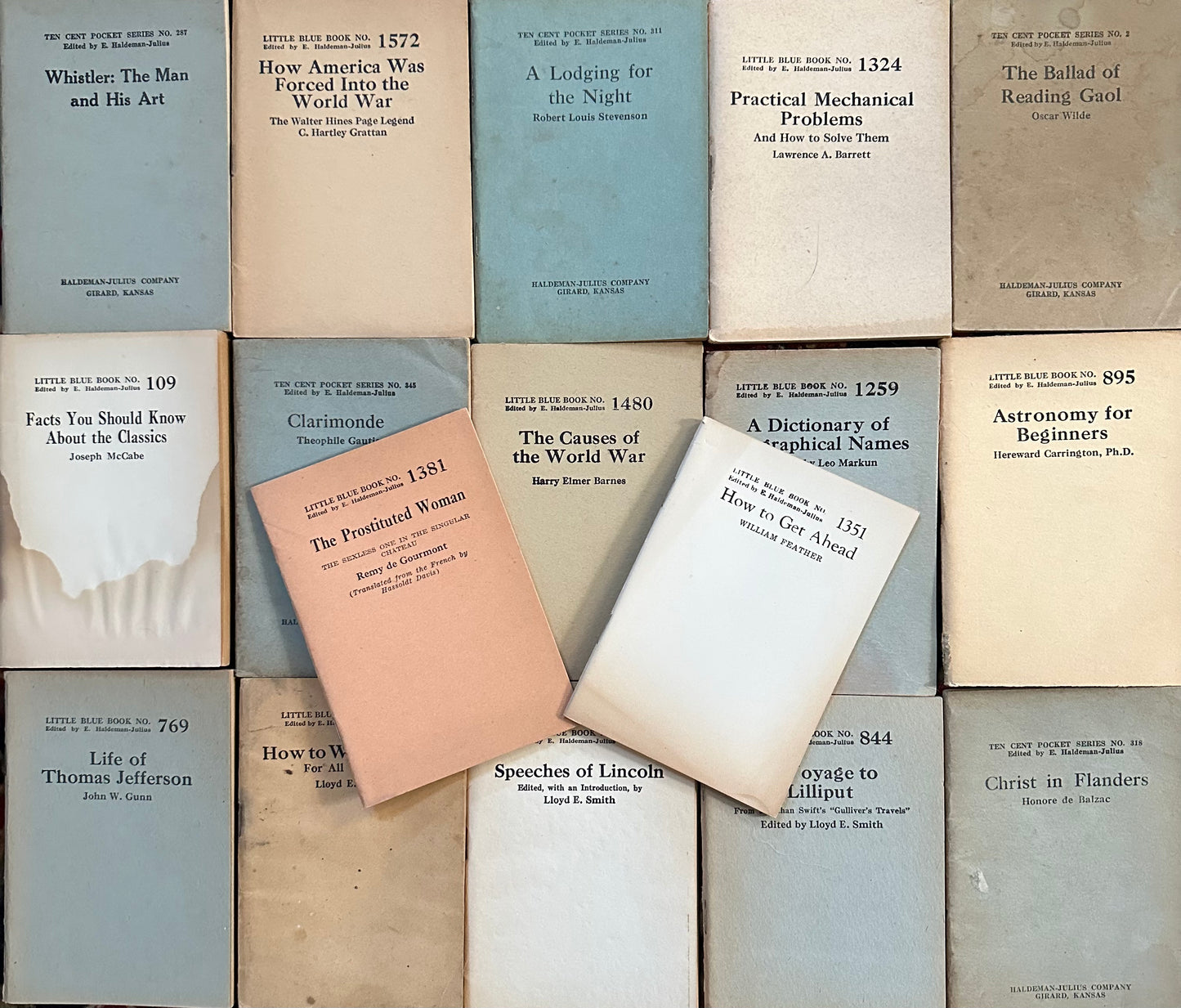 Collection of 17 Little Blue Books / Ten Cent Pocket Series Books - 17 Titles from 1919-1930s