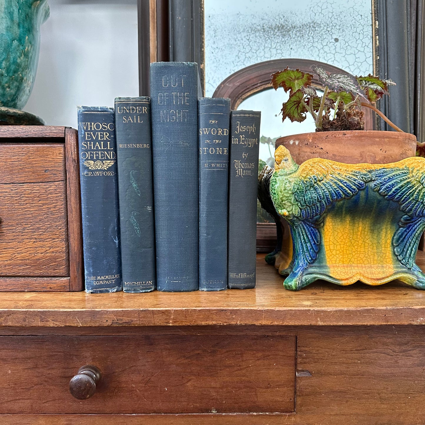 Big, Blue, Antique Book Stack - 5 Titles