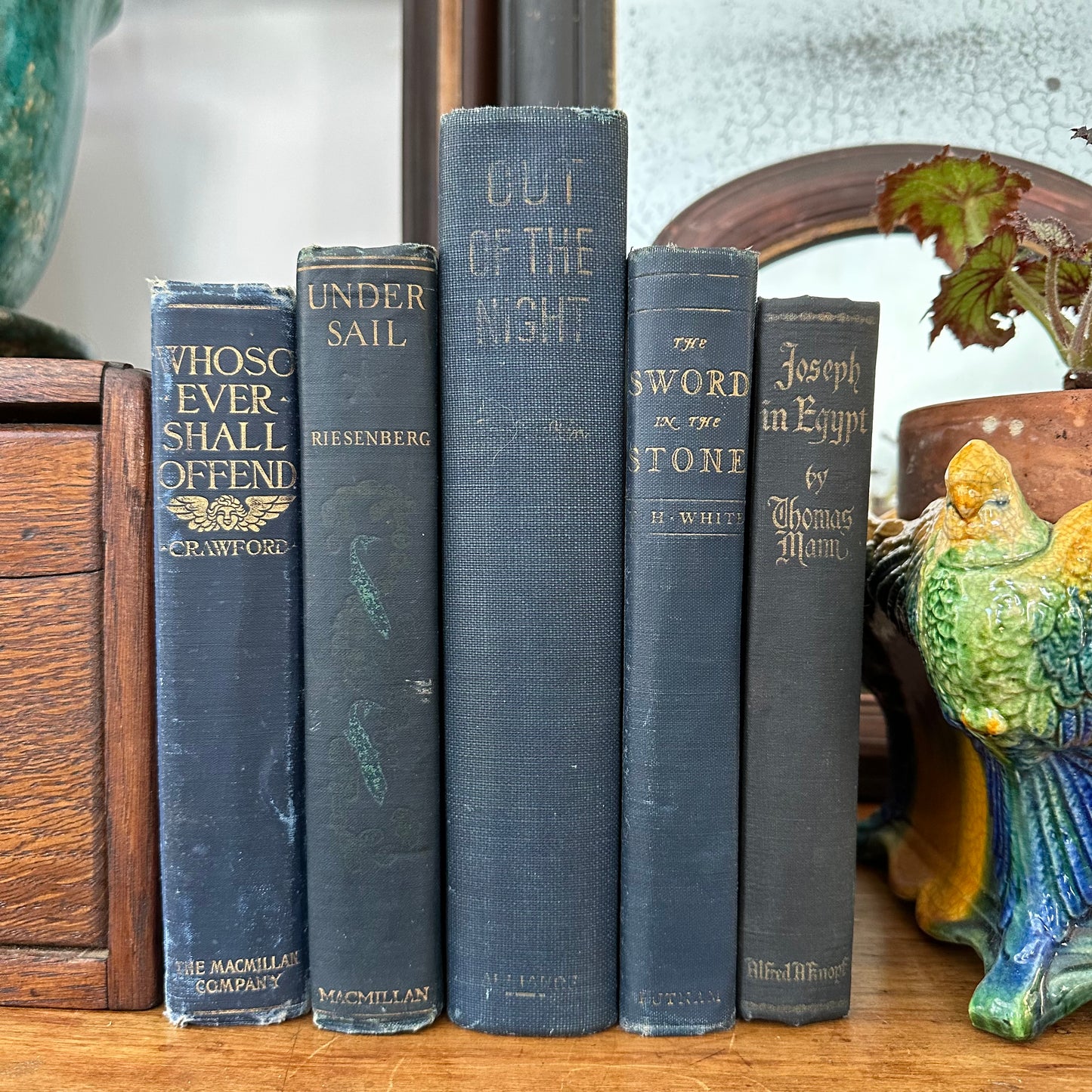 Big, Blue, Antique Book Stack - 5 Titles